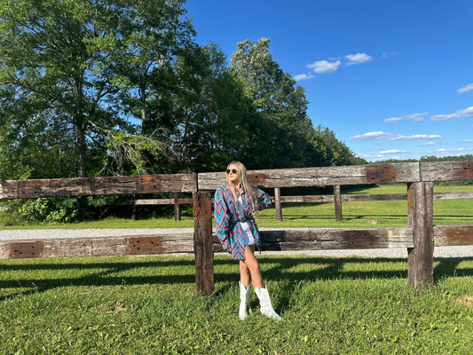 Aztec cowboy cut button down