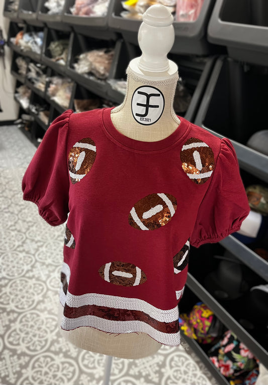 MAROON FOOTBALL TEE