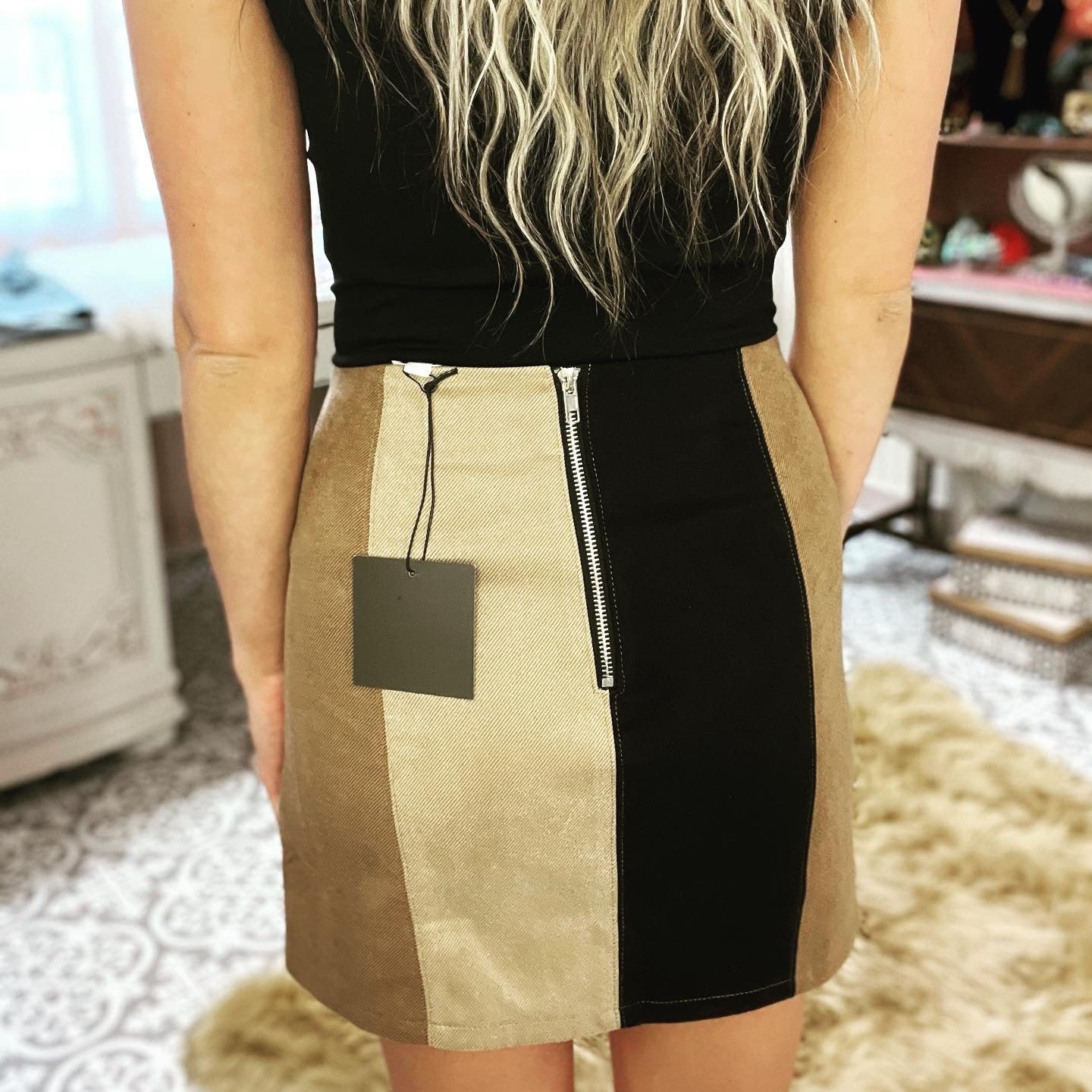 Color-Block Mini Skirt